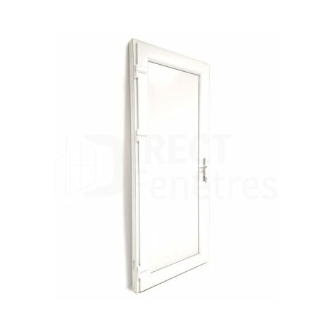 Porte de service pleine - Blanc - Tirant Gauche - H.215 x l.90 cm