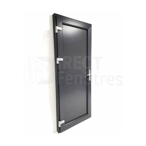 Porte de service pleine - Gris - Tirant Gauche - H.215 x l.90 cm