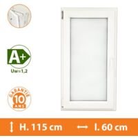 Fenêtre 1 Vantail Blanc - Tirant Gauche - H.115 x l.60 cm