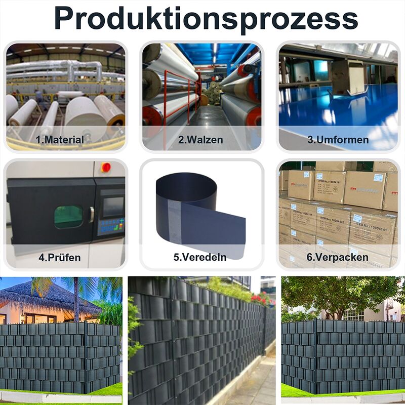 SWANEW Strisce Privacy, PVC, Strisce Paravento, Tappeto A Doppia Asta 70mx3 Grigio 85743744 - Foto 3