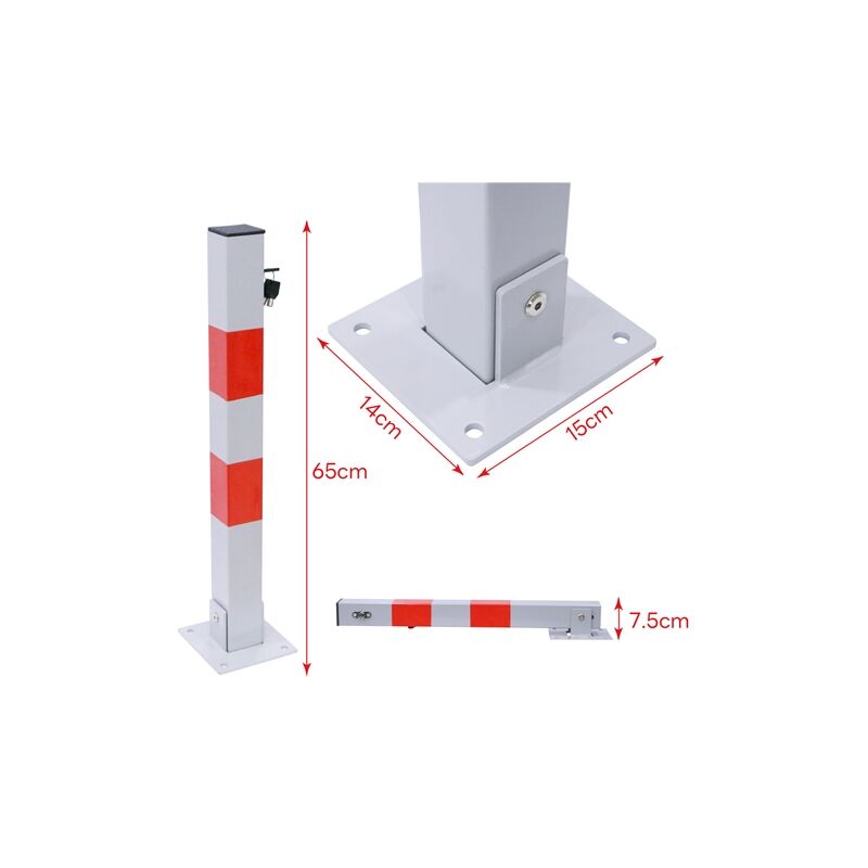 4X Barriera di parcheggio 65cm angolare pieghevole Palo di confine