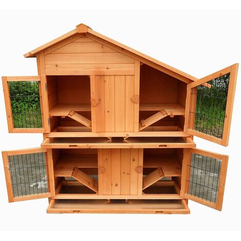 Melko Rabbit Stable XXL Allevamento 4 scatole di legno Scuderia per piccoli animali Gabbia per conigli all'aperto