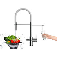3 Wege Wasserhahn Kueche Spueltischarmatur Verchromt Kuechenarmatur mit Weiss 360 schwenkbarem Auslauf und abnehmbare 2 strahl Handbrause