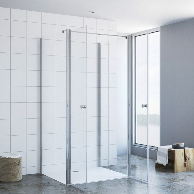 AQUABATOS Eckeinstieg Duschkabine 80x70x195 Cm – Drehtür Mit Seitenwand, 6 Mm ESG Glas Mit Nano-Beschichtung