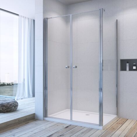 Duschkabine Eckeinstieg Pendeltür mit Seitenwand Eckdusche rahmenlos mit Drehtüren festem Seitenteil Duschtrennwand für Duschwanne 6 mm Nano Sicherheitsglas Größe 2. 80x80x197 cm (1/5)