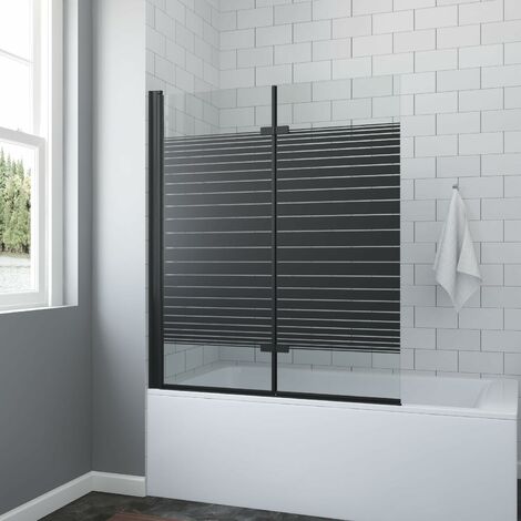 Badewannenfaltwand für Badewanne Eck Duschtrennwand Badewannenaufsatz 5 mm ESG glas mit Nanobeschichtung 8. 120 x 140 cm Schwarz