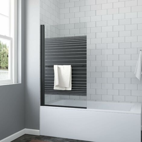 AQUABATOS Badewannenabtrennung Badewannenfaltwand 5 mm ESG glas mit Nano Beschichtung Duschtrennwand für Badewanne 1. 80 x 140 cm  schwarz ohne bohren