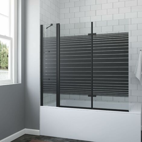 Badewannenfaltwand für Badewanne Eck Duschtrennwand Badewannenaufsatz 5 mm ESG glas mit Nanobeschichtung 9. 150 x 140 cm Schwarz