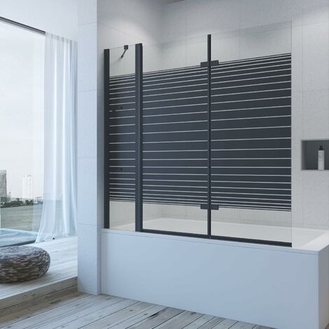 AQUABATOS Badewannenabtrennung Badewannenfaltwand 5 mm ESG glas mit Nano Beschichtung Duschtrennwand für Badewanne 3. 150 x 140 cm schwarz