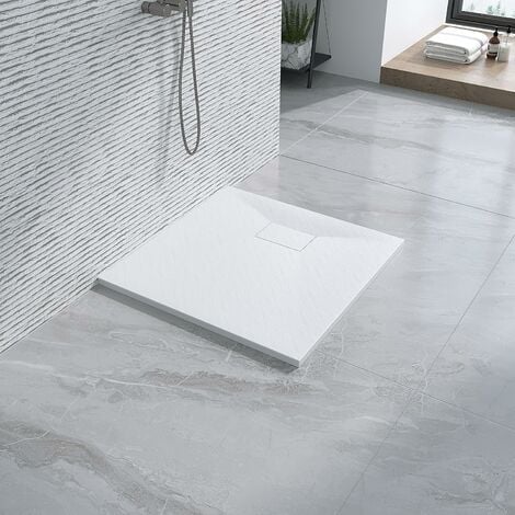 AQUABATOS SMC Duschwannen für badezimmer antirutsch, schieferoptik  duschtasse quadrat, modern-design brausewanne weiße extra-flach 80x80cm
