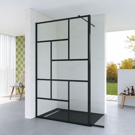 AQUABATOS Duschglaswand 100 X 200 Cm – 10 Mm ESG Sicherheitsglas Mit Nano-Beschichtung | Walk-in Duschabtrennung, Edelstahl-Stabilisator