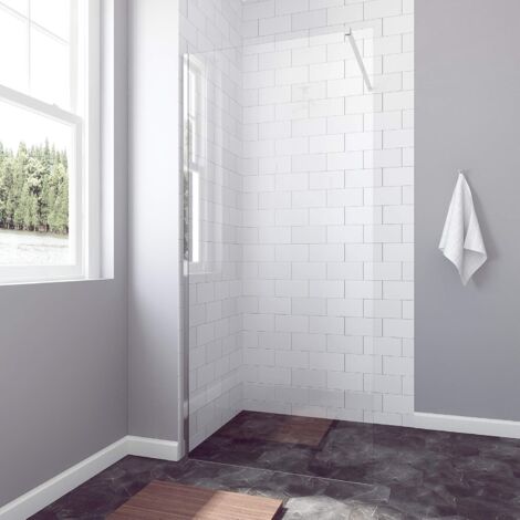 AQUABATOS® 80x200cm Walk in Dusche 10mm Helles Silber Duschwand Glas Duschabtrennung Duschtrennwand Glastrennwand Glaswand mit Nano Beschichtung