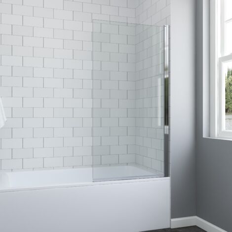 Badewannenaufsatz Duschtrennwand Duschwand für Badewanne 80 x 140 cm 8mm Klarglas mit Nanobeschichtung Duschabtrennung Nur Rechte Montage Badewanne Duschtrennwand 180⁰ Drehbar