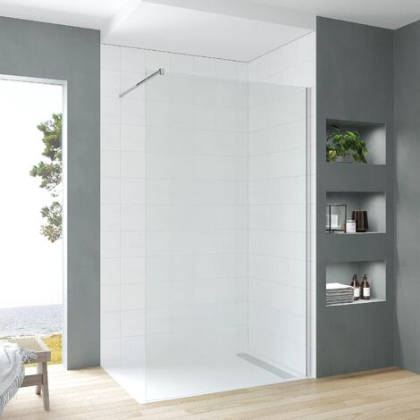 Walk in Duschwand 89 x 195 cm Duschkabine Walk-in Dusche 8 mm Sicherheitsglas mit Nanobeschichtung Duschabtrennung Badezimmer Abtrennwand Glaswand Chromoptik