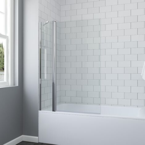 AQUABATOS 99x140 cm Badewannenfaltwand 6mm klares Glas Duschwand Badewannenaufsatz