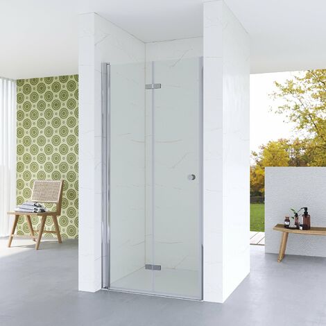 Duschabtrennung Nischentür Falttür Rahmenlos Einzelfalttür Faltdusche Duschwand Glas Dusche Duschkabine Duschtür Höhe 187 cm 6: Breite 120 cm, Verstellbereich von 118,5-120,5 cm