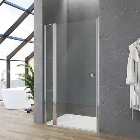 Duschtür mit Festteil und Eckregalen Drehtür Schwingtür mit festem Seitenteil Duschabtrennung Duschwand Glas für Nische mit Duschablage Echtglas 5 mm klar 2. Breite 95 cm Verstellbereich 93-96 cm