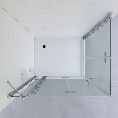 Duschkabine Eckeinstieg Eckdusche Glas Falttür Drehfalttür Duschabtrennung mit Festteil Nebenteil Drehtür 5 mm Echtglas Rahmenlos Klappbar Duschtür AQUABATOS 28. 120x90x187 cm