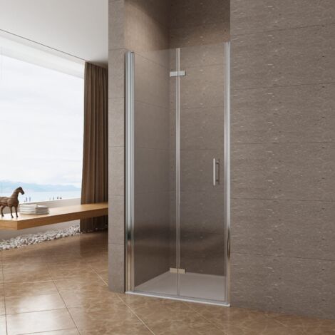 Duschtür Glas rahmenlos Nischentür Dusche faltbar Falttür Nische Duschabtrennung klappbar Glas Duschwand 120 x 197 cm 6 mm Nano Echtglas mit Verstellbereich