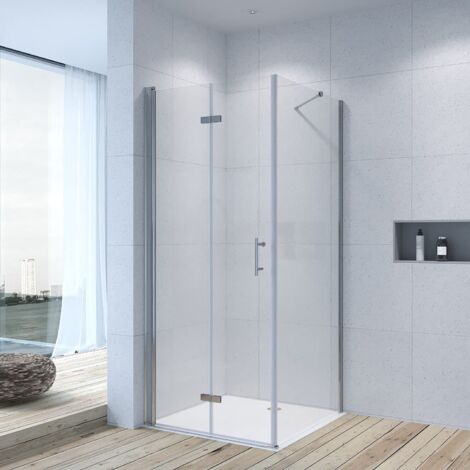 Eck-Duschkabine Eckdusche Glasdusche faltbar Duschtür Falttür mit Seitenwand 90x75x197cm ESG-Sicherheitsglas Klarglas 6 mm inkl. Easy-Clean-Beschichtung (1/5)