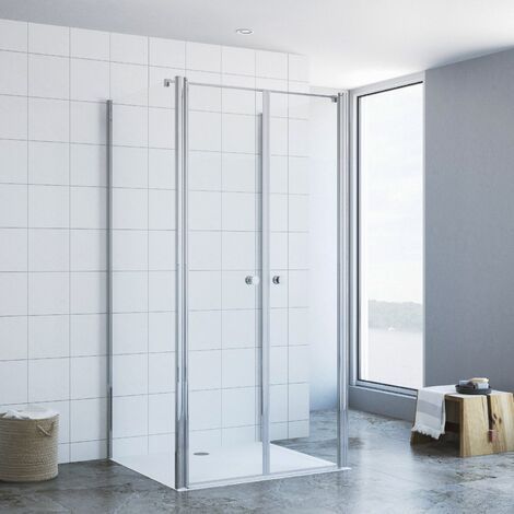 Duschkabine Eckeinstieg U Kabine 180° Pendeltür Dusche Eckdusche U Form Freistehend Schwingtür Sicherheitsglas ESG 6 mm klar Nanobeschichtung 13. Pendeltür x Seitenwand: 100x90 cm Höhe: 197 cm