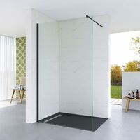 Walk in Dusche Duschabtrennung schwarz Begehbare Duschwand bodengleich Glasduschwand Glastrennwand barrierefrei Sicherheitsglas 8 mm Lotus-Effekt NANO Beschichtung 80 x 200 cm