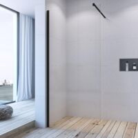 AQUABATOS® Walk in Dusche, Duschwand Glas, Faltbar Duschabtrennung 10 mm ESG-Sicherheitsglas mit Nanobeschichtung 90 x200 cm, Matt-schwarz