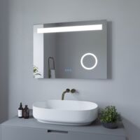 Badezimmerspiegel mit LED Licht Kosmetikspiegel 80x60cm DALES Typ C | Touch Sensor Dimmbar Antibeschlag Kaltweiß 6400K Warmweiß 3000K