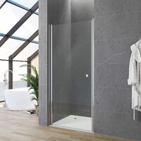 Duschabtrennung Nischentür Duschtür Schwingtür Drehtür Pendeltür Glastür Breite 80 cm Höhe 187 cm Wandausgleich 15 mm & 10 mm Echtglas rahmenlos Sicherheitsglas Klarglas links und rechts montierbar