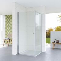 Duschkabine Eckeinstieg Bodengleich Duschwände für Eckdusche Ebenerdig Duschtür Drehtür Schwingtür Pendeltür mit festem Seitenteil Seitenwand 70x80x187cm