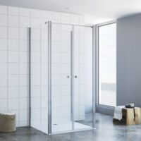 Duschkabine Eckeinstieg U Kabine 180° Pendeltür Dusche Eckdusche U Form Freistehend Schwingtür Sicherheitsglas ESG 6 mm klar Nanobeschichtung 7. Pendeltür x Seitenwand: 90x80 cm Höhe: 197 cm