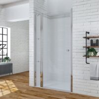 AQUABATOS® Duschtür breit mit Festteil und Eckregalen aus 6mm Echtglas Nano Beschichtung ESG, Drehtür Pendeltür schwingtür in Nische, Duschabtrennung Duschwand Glas mit Duschablage 3.100x197cm