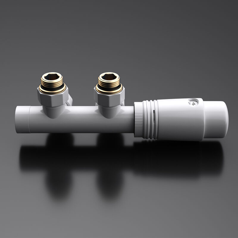 Doporro Design-Anschlussventil Für Heizkörper Mit Thermostat, Schwarz, Mittelanschluss 187 Mm