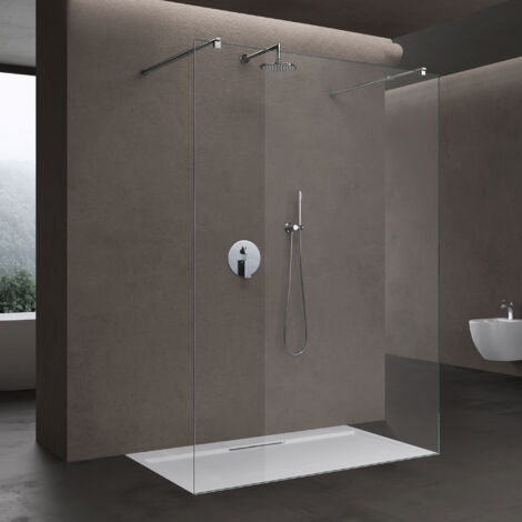 doporro Duschwand Duschtrennwand 150x200 Walk-In Dusche mit Doppel-Stabilisator aus Echtglas 10mm ESG-Sicherheitsglas Klarglas inkl. Nanobeschichtung