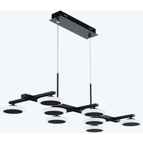Pendelleuchte 72cm LED Hängelampe Dimmbar mit Fernbedienung 3000K/4000K/6000K Verstellbares Kabel 32W matt Schwarz Hängeleuchte für Esszimmer Wohnzimmer Schlafzimmer