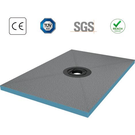 doporro Duschelement Befliesbar mit Gefälle 80x120x4cm in Beton Grau Duschboard Zuschneidbar mit Ablaufrinne waagerechter Ablauf bodeneben und barrierefrei einbaubar XPS