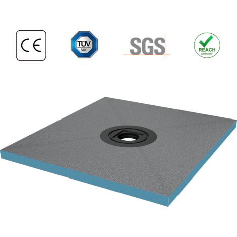 doporro Duschelement Befliesbar mit Gefälle 80x90x4cm in Beton Grau Duschboard Zuschneidbar mit Ablaufrinne waagerechter Ablauf bodeneben und barrierefrei einbaubar XPS