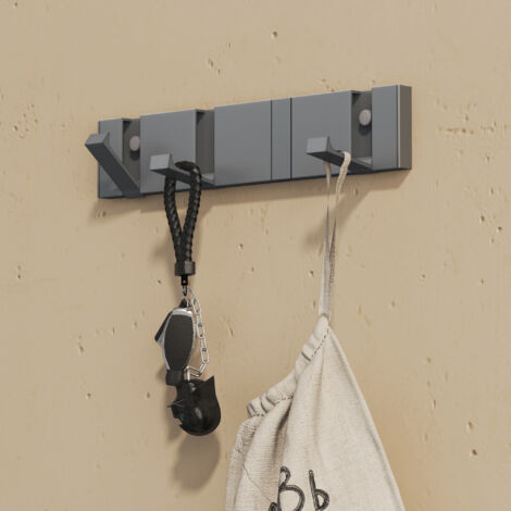 doporro Garderobenhaken Wand Moderne，Wandgarderoben aus Aluminium Garderobenleiste klappbar kleiderhaken mit 4 Beweglichen Haken，wandhaken Grau