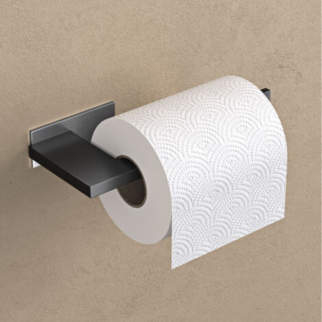 doporro Toilettenpapierhalter ohne Bohren, selbstklebender Klopapierhalter aus rostfreiem Edelstahl, moderner Klorollenhalter für Badezimmer,Matt Schwarz/Nickel gebürstet Lion-03