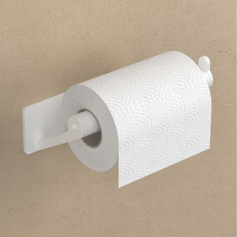 doporro Toilettenpapierhalter selbstklebend, Klopapierhalter aus Edelstahl ohne Bohren, moderner Klorollenhalter für Badezimmer, rostfrei & stilvoll, Matt Weiß Lion-02
