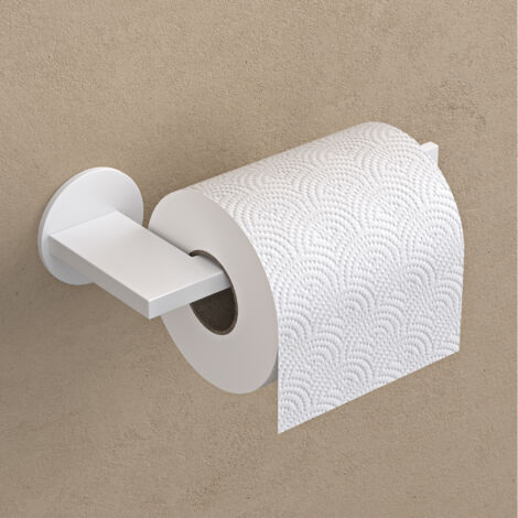 doporro Toilettenpapierhalter ohne Bohren, Klopapierhalter, Moderner Klorollenhalter aus Edelstahl mit Kleber, WC Papier Halterung für Badezimmer, Matt Weiß Lion-04