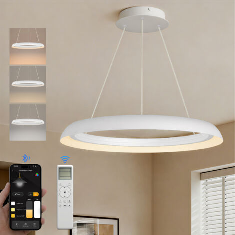 doporro Moderne LED Pendelleuchte – 60cm Dimmbare Esszimmerlampe hängend mit App & Fernbedienung, 3000–6000K, CRI≥95, höhenverstellbar für Esstisch & Wohnraum, Luvina04, Sandweiß