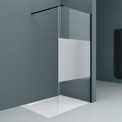 doporro Duschwand Duschtrennwand 60x200 Walk-In Dusche mit Stabilisator aus Echtglas 10mm ESG-Sicherheitsglas Teilsatiniert inkl. Nanobeschichtung