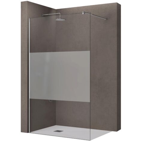 doporro Luxus Duschwand Duschabtrennung Bremen2MS 80x200 Walk-In Dusche mit Stabilisator aus Echtglas 10mm ESG-Sicherheitsglas Klarglas inkl. Nanobeschichtung