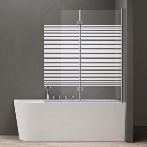 doporro 120x140cm Design-Duschwand für Badewanne Badewannenaufsatz Duschabtrennung 6mm ESG-Sicherheitsglas inkl. NANO-Beschichtung Badewannenfaltwand