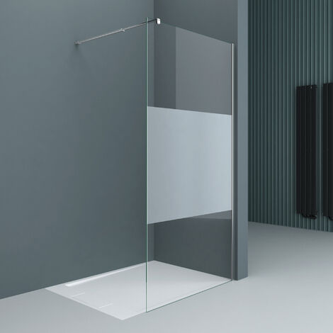 doporro Luxus Duschwand Duschabtrennung Bremen2MS 130x200 Walk-In Dusche mit Stabilisator aus Echtglas 10mm ESG-Sicherheitsglas Klarglas inkl. Nanobeschichtung