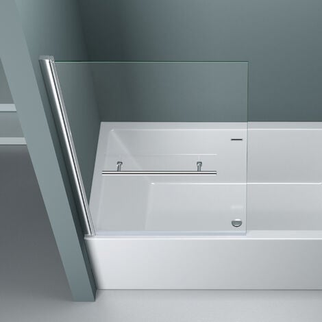 doporro 90x140 cm Design-Duschwand für Badewanne Badewannenaufsatz Duschabtrennung 6mm ESG-Sicherheitsglas inkl. NANO-Beschichtung Badewannenfaltwand