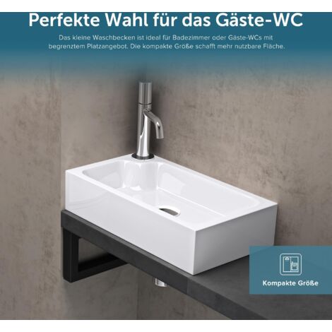 Doporro Waschbecken Keramk Aufsatzwaschbecken Eckg Waschtsch Weß