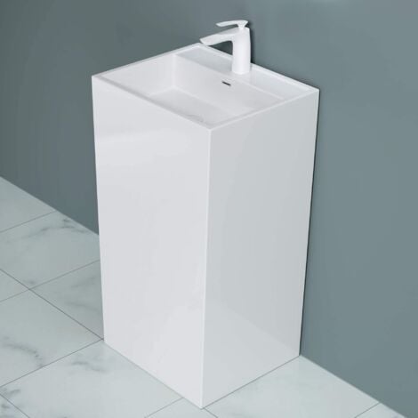 doporro BTH: 42x50x90cm Design Standwaschbecken Colossum34, aus Gussmarmor, Waschtisch, Waschplatz