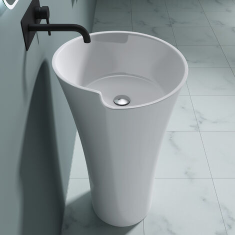 doporro DxH 52,3x90cm Design Standwaschbecken Colossum30 aus Gussmarmor Waschtisch Waschplatz Standsäule